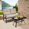 2 Pieces Patio Loveseat Bench Table Furniture Set with Cushioned Chair